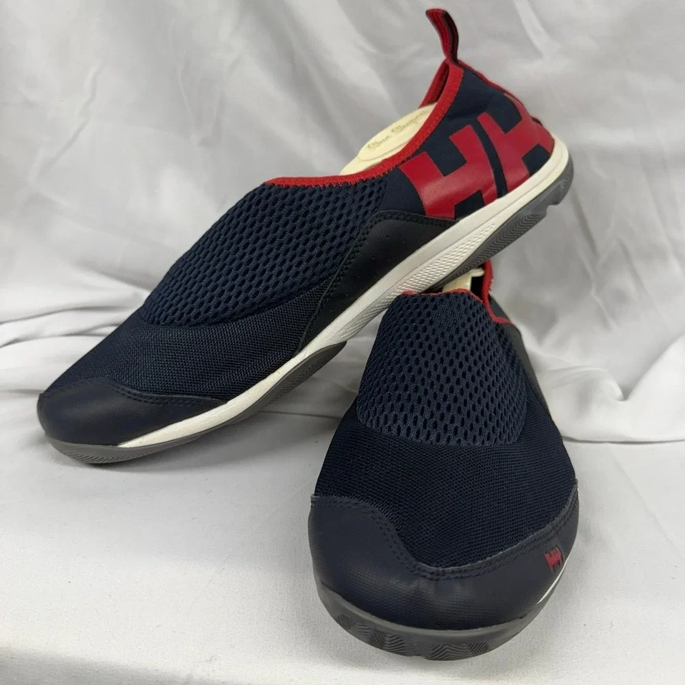 Helly Hansen Mens 11.5 Navy and Red Watermoc 2 Low-profile Nautical Slip On Shoe